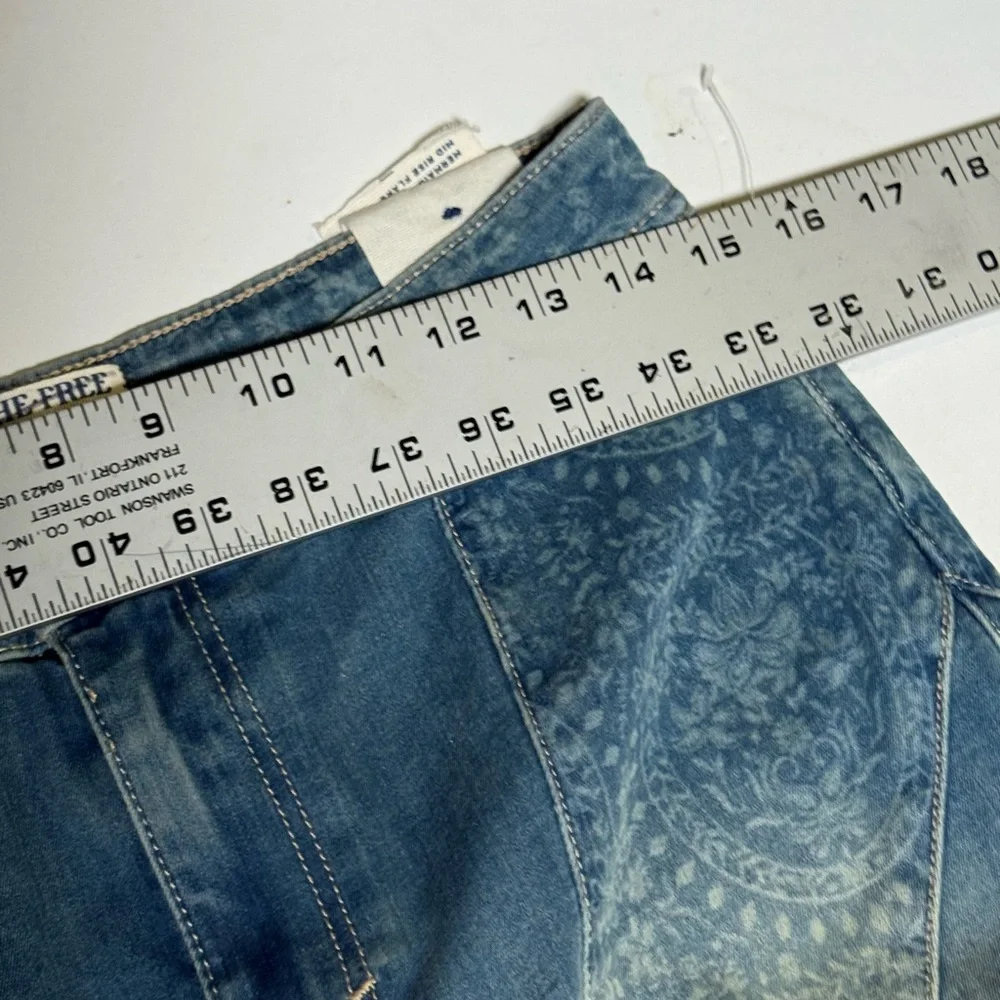 We The Free Free People mermaid Flare Jeans Vintage Blue 31 paisley - Picture 7 of 9